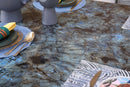 Lapis Modern Blue Marble Top Stainless Steel base Dining Table