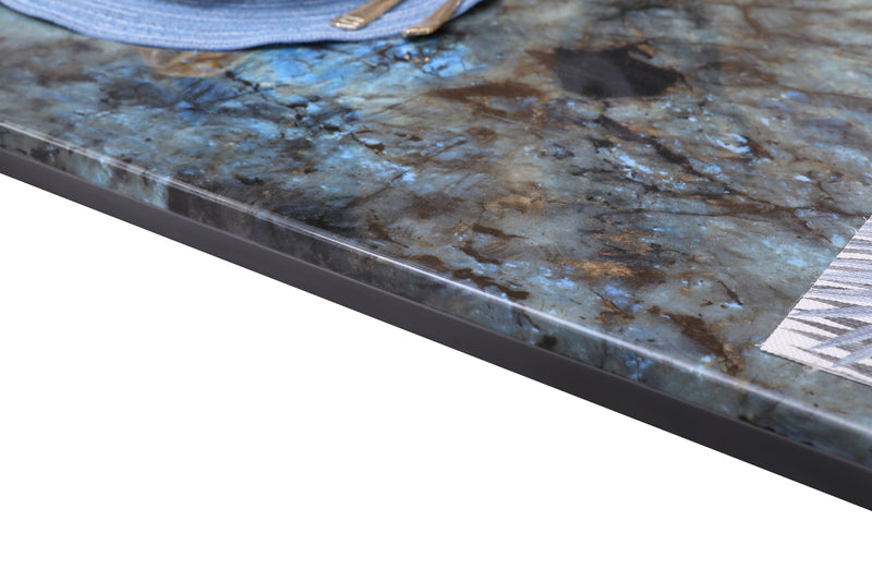 Lapis Modern Blue Marble Top Stainless Steel base Dining Table