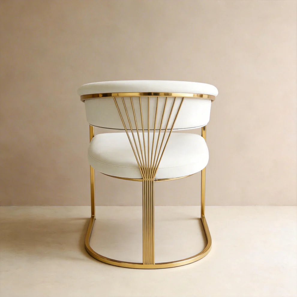 Byron Velvet Dining Chairs Light Beige Gold