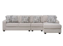 Gully Modern Cream Fabric Sofa with Right Chaise