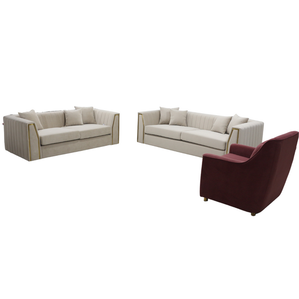 Opulent Modern Fabric Sofa Set