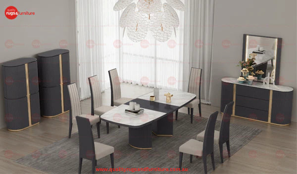 Juniper Modern Luxury Fabric Dining Chair Graphite White Gold