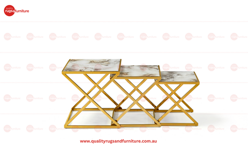 YA31 Gold Marble Nesting Table Set of 3
