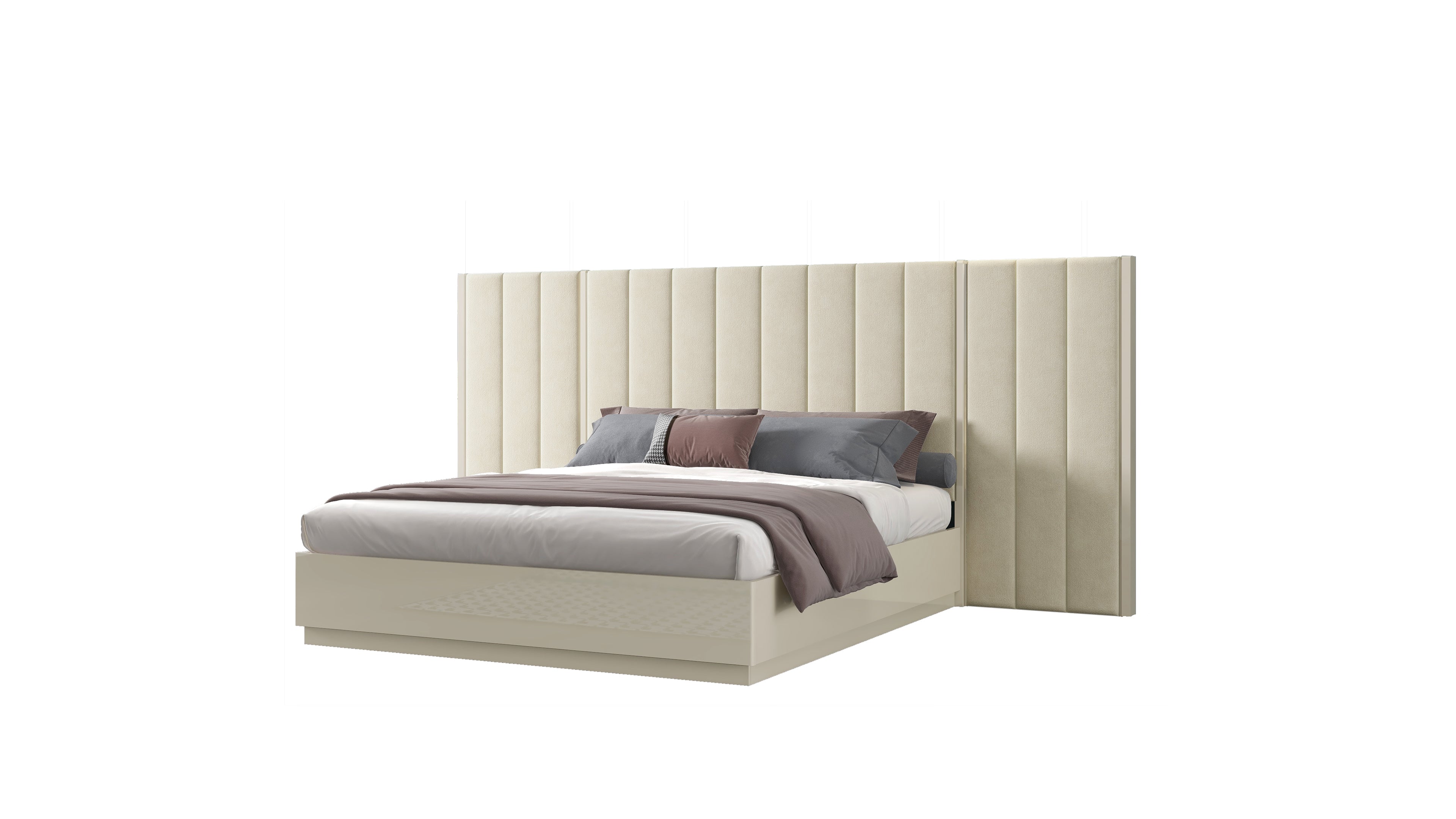 Selena Bedroom Suite Luxury Modern Bed Beige Lacquer