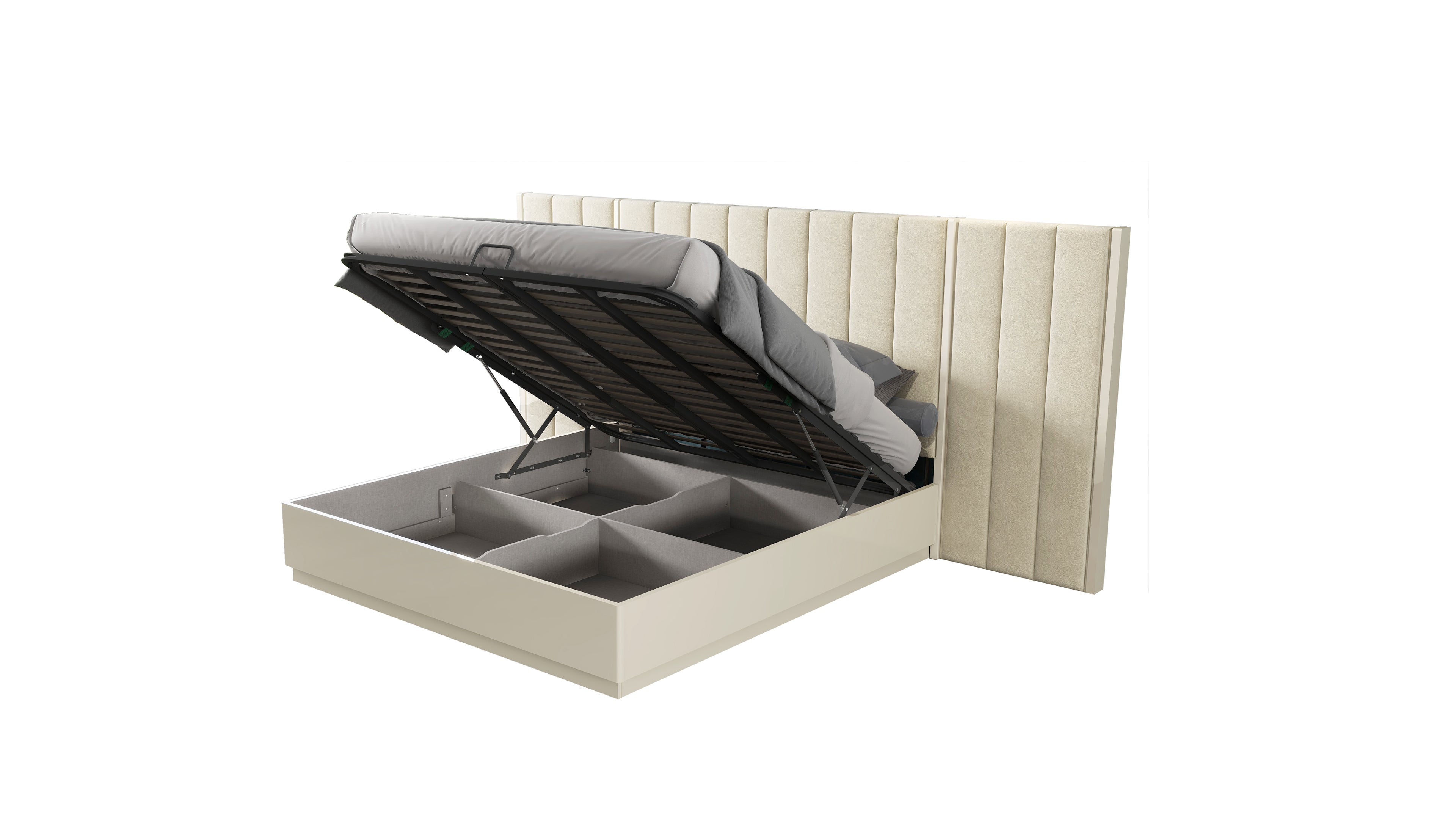 Selena Bedroom Suite Luxury Modern Bed Beige Lacquer