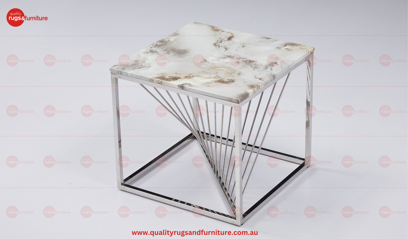 Spiral Stainless Steel Modern Side Table Silver