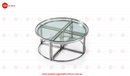 Dua Round Coffee Table Stainless Steel Tempered Glass Clear Glass Silver