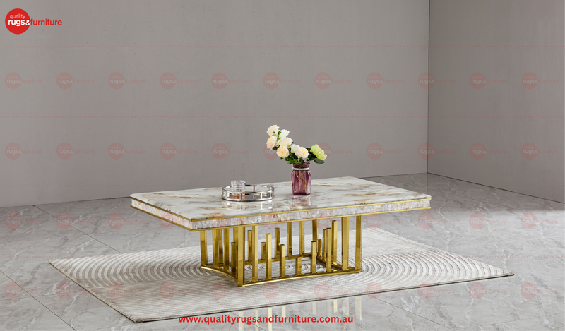 New Stela Coffee Table Marble Top Stainless Steel Base Gold