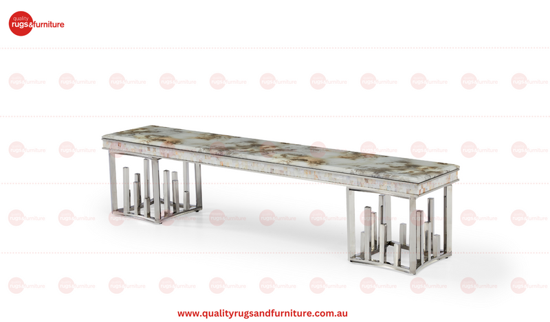 New Stela Tv Unit Marble Top Stainless Steel Base Silver