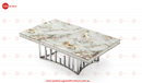 New Stela Marble Top Stainless Steel Base Coffee Table Silver