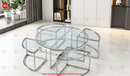 Dua Round Coffee Table Stainless Steel Tempered Glass Clear Glass Silver