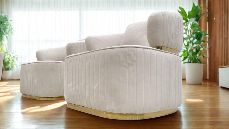 Tanya Luxury Modern Velvet Sofa Set Beige Gold
