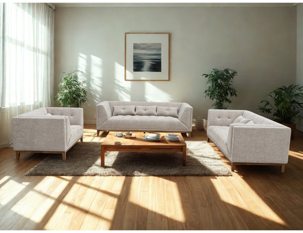 Nira Fabric Modern Sofa Set Light Brown