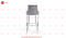 Harper Velvet Modern Barstool Grey Silver