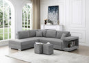 Sereno Modern Light Grey Fabric Modular Sectional Sofa with Built-In Storage