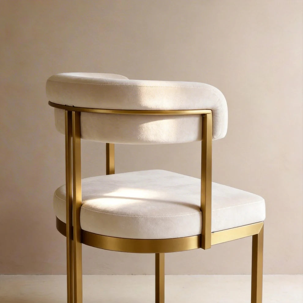 Yarra Velvet Dining Chair Beige Gold