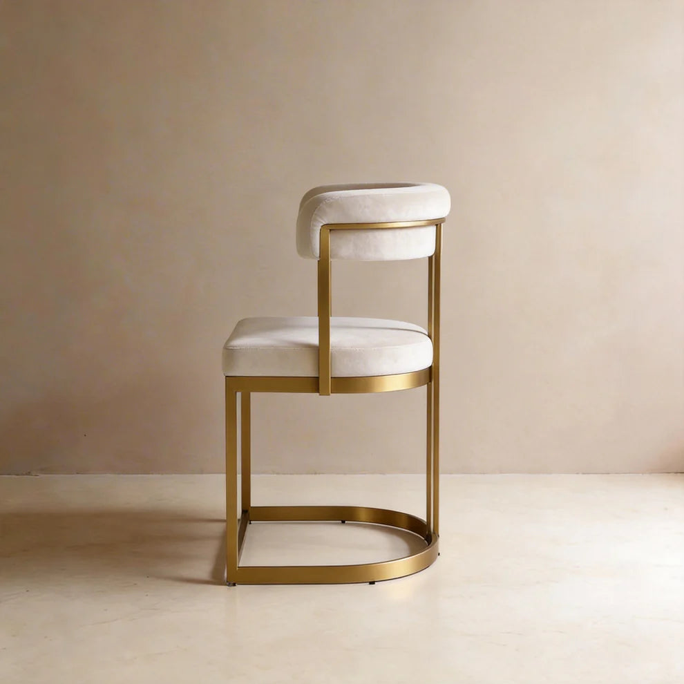 Yarra Velvet Dining Chair Beige Gold