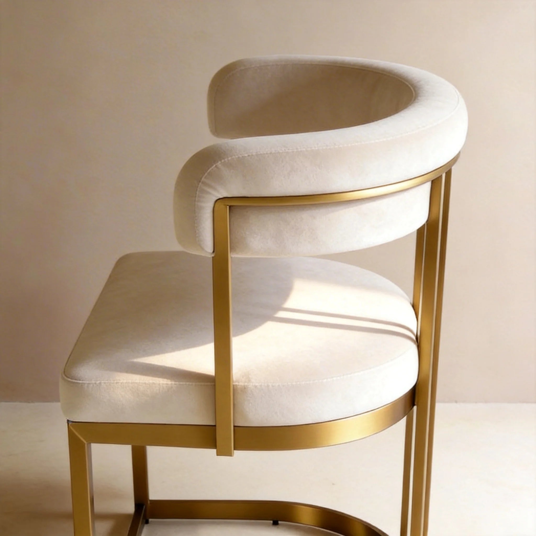Yarra Velvet Dining Chair Beige Gold