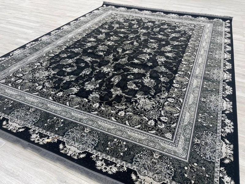 Zartosht 6660 Black White Persian Traditional Area Rug