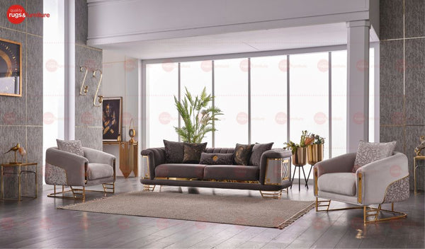 Romance Velvet Modern Sofa Set Grey