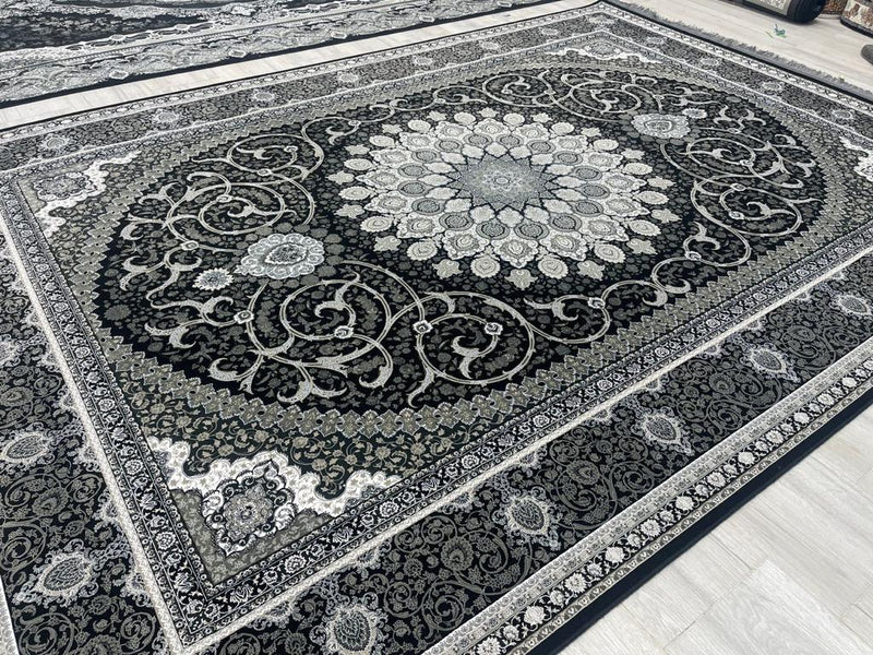 Zartosht 7172 Black White Persian Traditional Area Rug