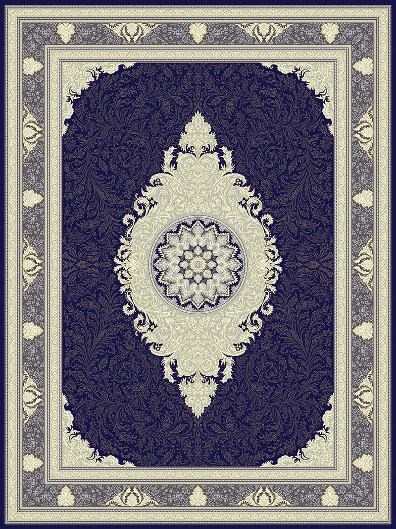 Mashad 722255 Dark Blue Traditional Persian Area Rug