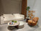 Wren Modern Coffee Table Brown Marble Top with Walnut Legs