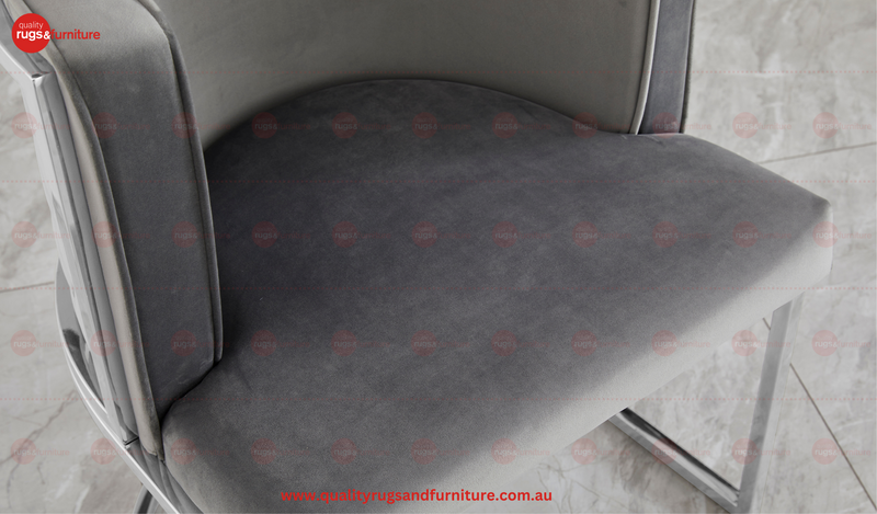 Rose Velvet Modern Stainless Steel Modern Dining Chair Grey Silver