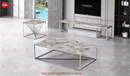 Spiral Marble Top Stainless Steel Base Coffee Table Silver
