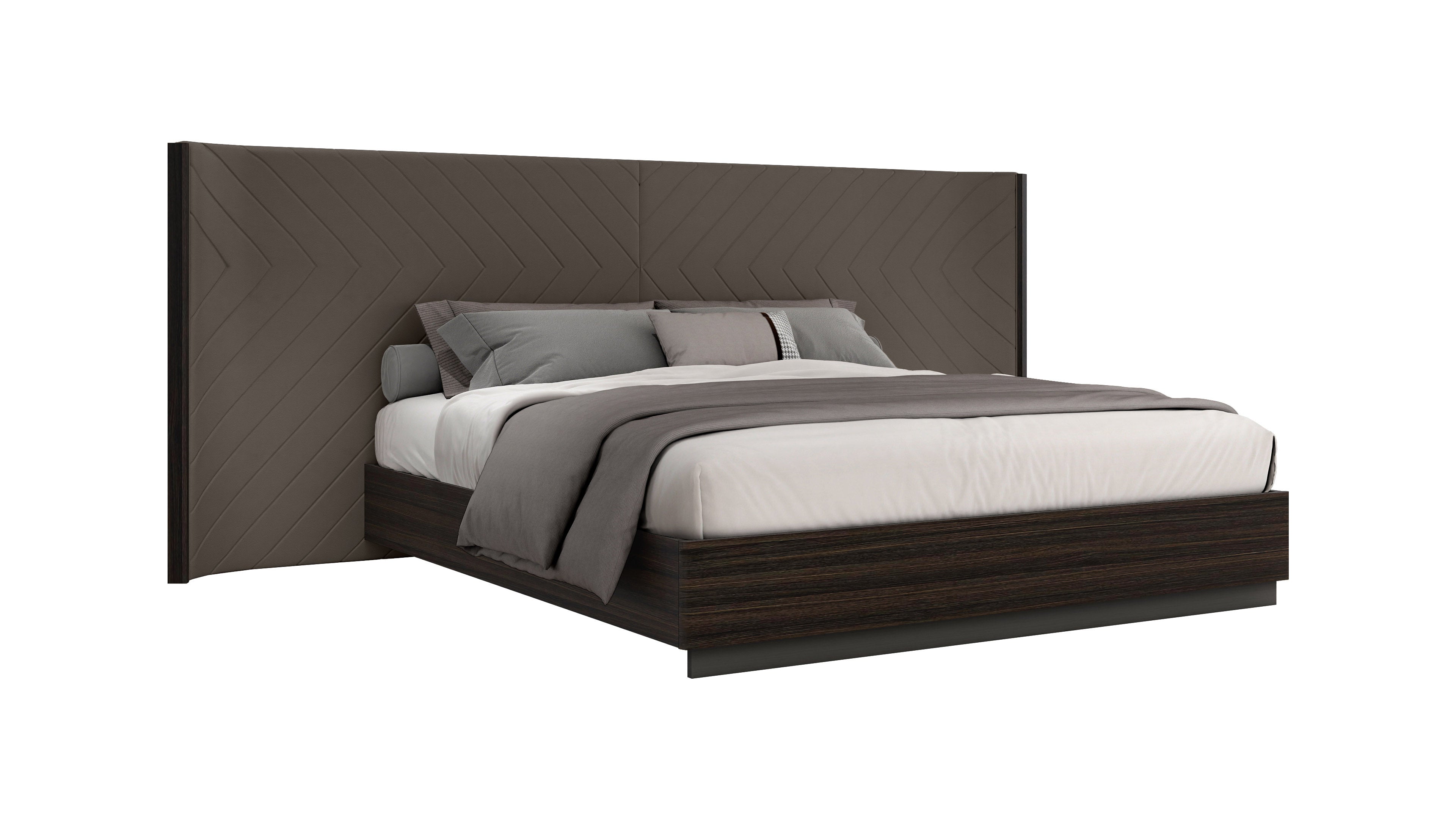 Ibiza Modern Bed Frame Black Oak Grey Stainless Steel