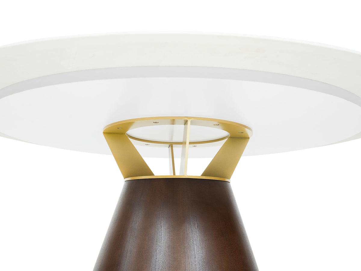 Chanel White Ceramic Round Dining Table Light Brown Ash