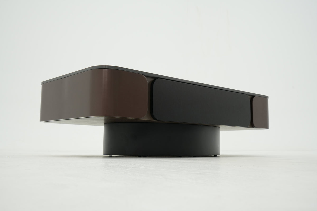 Crystal Black Ceramic Coffee Table with Drawer Bronze