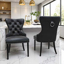 Erica Modern Dining Chair Wooden Leg Black Leather