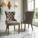 Rona Modern Dining Chair Golden Leg Chocolate Velvet