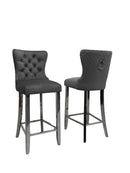 Elina Modern Bar Chair Chrome Leg Grey Velvet