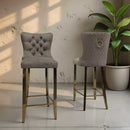 Elina Modern Bar Chair Gold Leg Chocolate Velvet