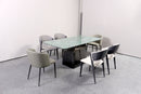 Regal Modern Luxury Dining Table Marble Top Stainless Steel Base Silver Matt