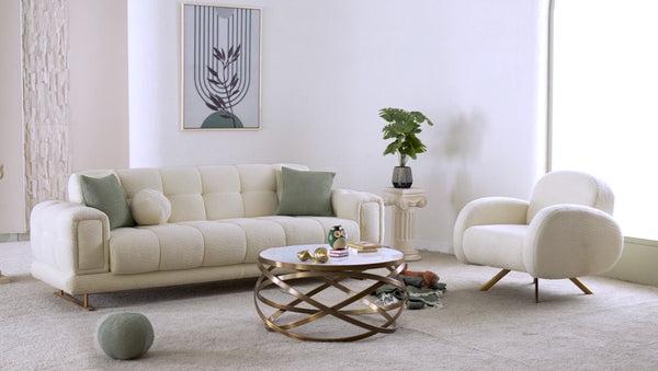 Canyon Luxury Velvet Sofa Set Cream
