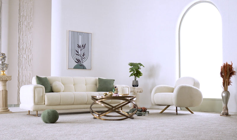 Canyon Luxury Velvet Sofa Set Cream