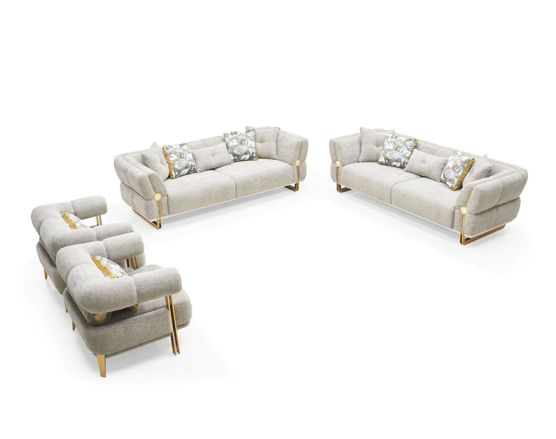 Elia Modern Velvet Sofa Set Brown