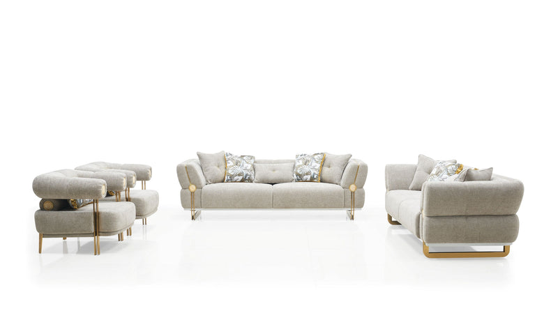 Elia Modern Velvet Sofa Set Brown