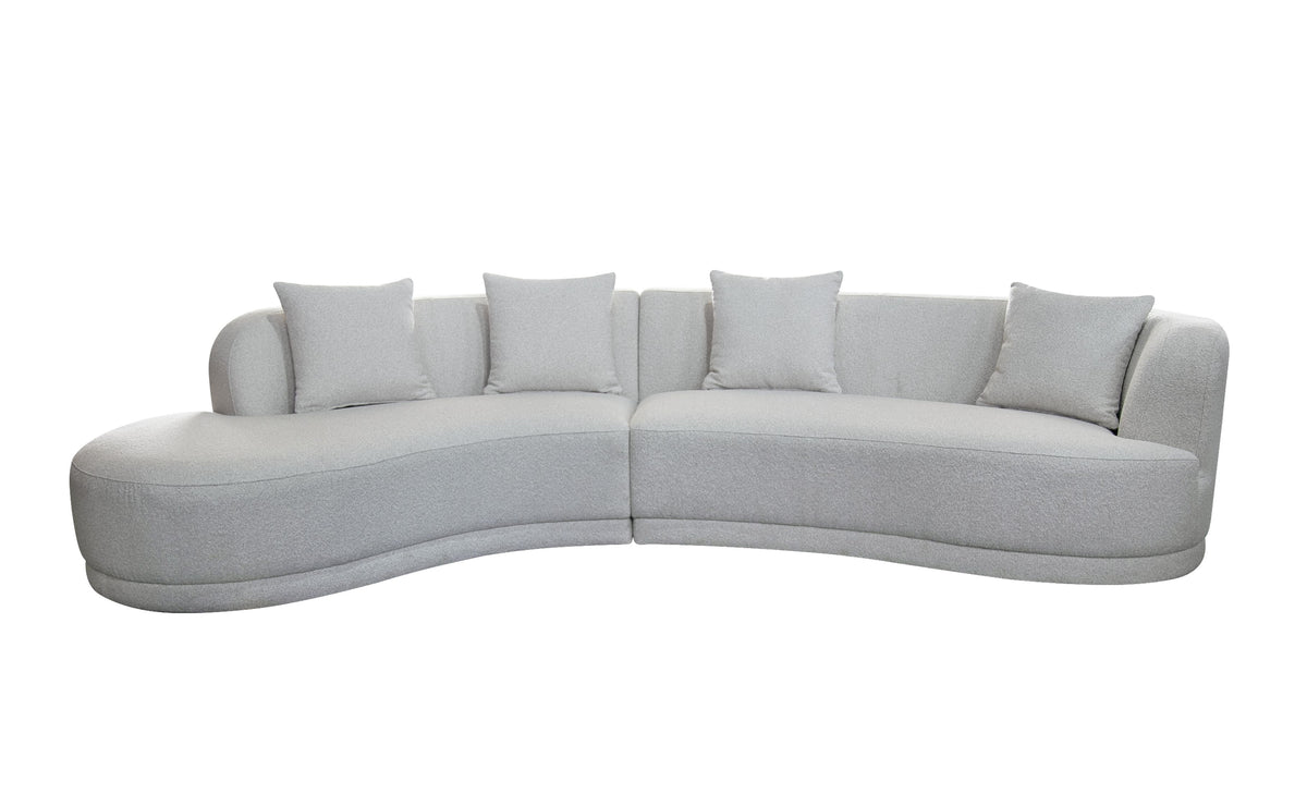 Cairo Modern Fabric Chaise with Loveseat Sofa Cream