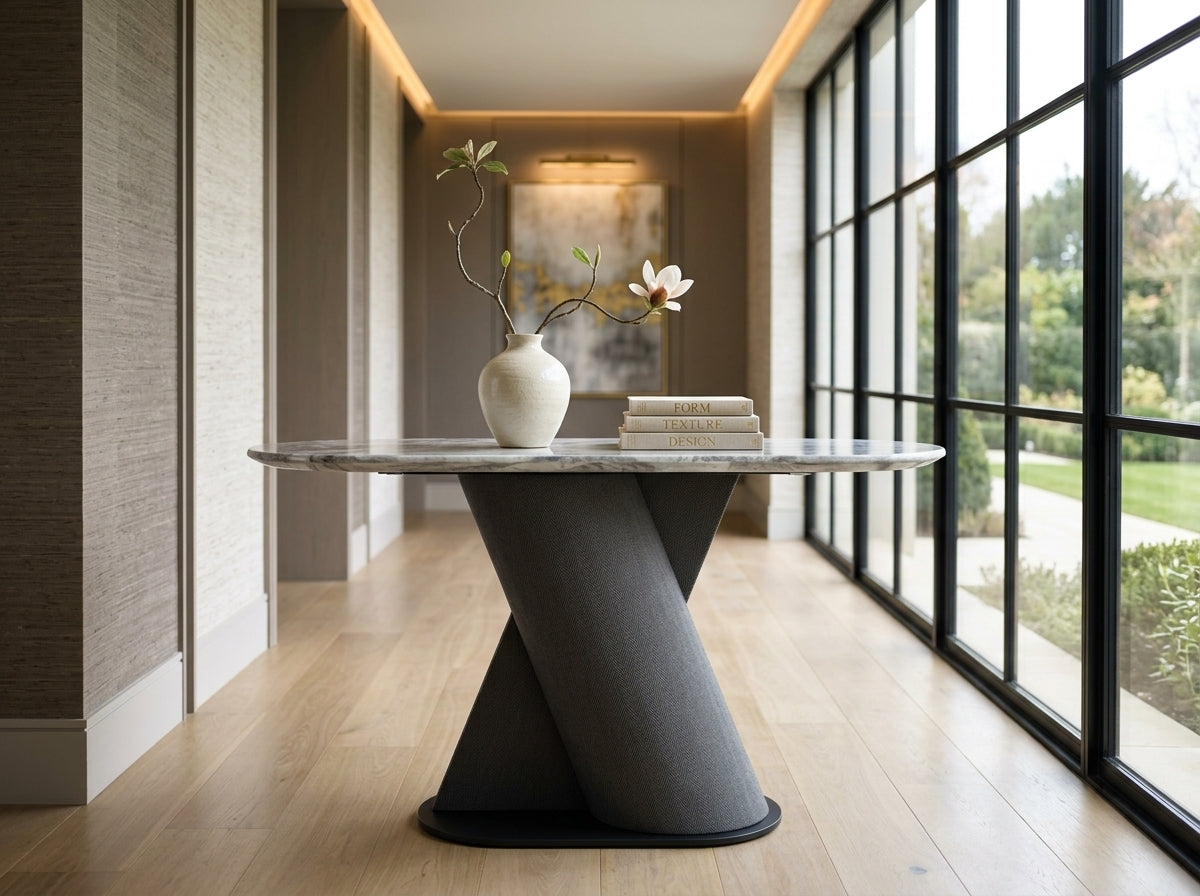 Elena Marble Top Modern Console Table Grey