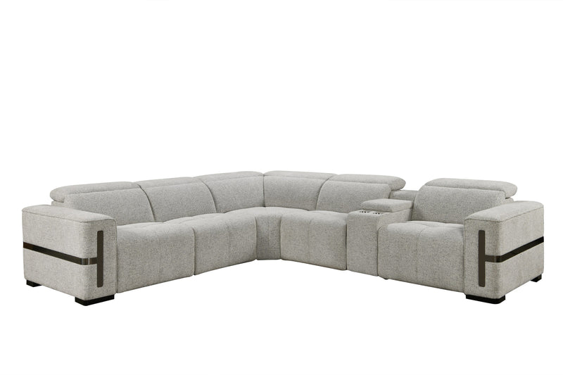 Bliss Luxury Modern Dual Electric Recliner Corner Fabric Sofa Set Grey