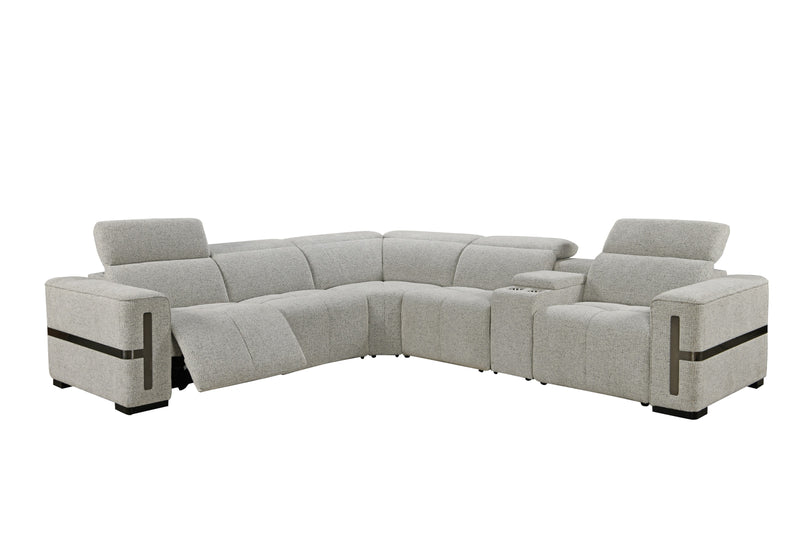 Bliss Luxury Modern Dual Electric Recliner Corner Fabric Sofa Set Grey