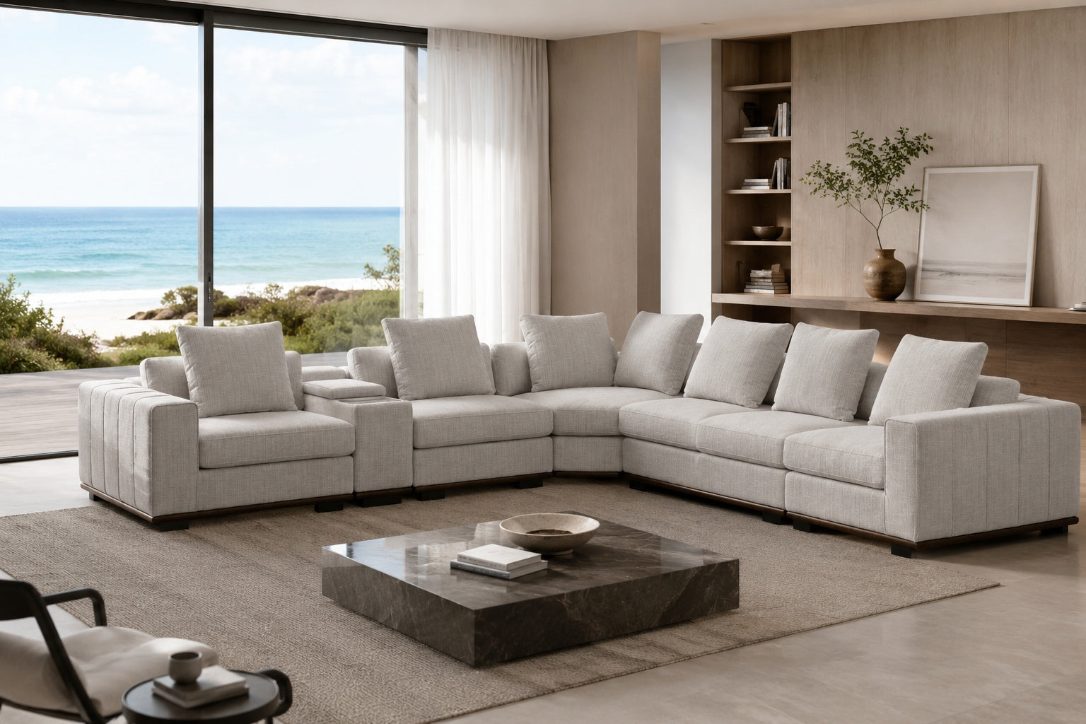 Nadia Velvet Modern Corner Sofa Set Grey