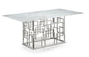 Sierra Stainless Steel Base Marble Top Dinning Table Silver