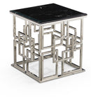 Sierra Marble Top Stainless Steel Base Side Table Silver