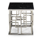 Sierra Marble Top Stainless Steel Base Side Table Silver