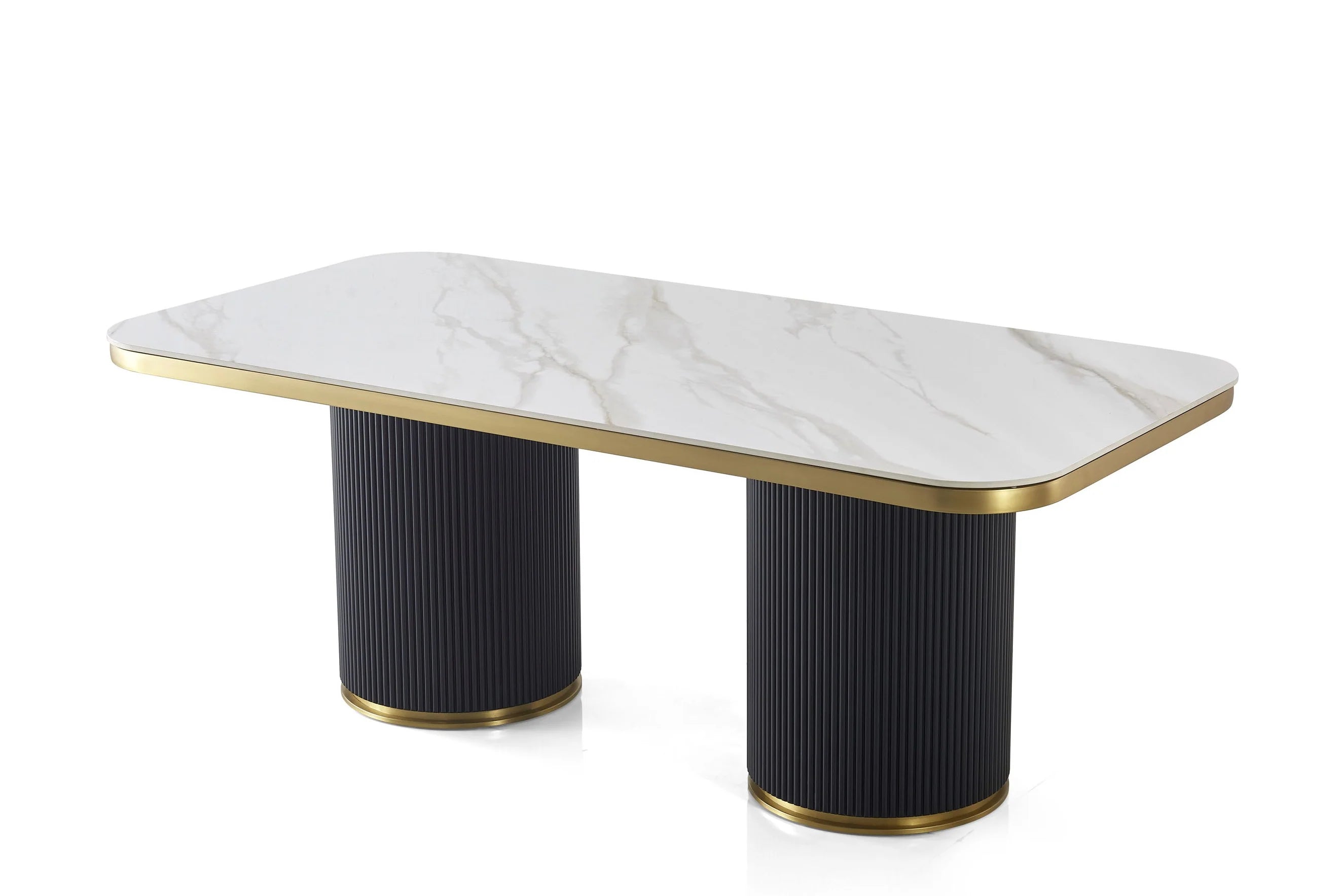 Aero White Sintered Stone Top Top Modern Dining Table Black